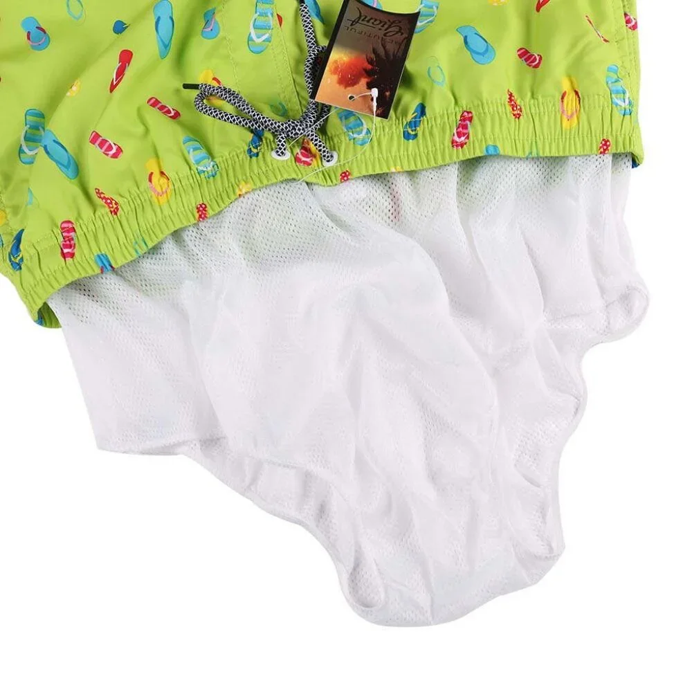 Boys' Lime Flip-flops Print Swim Trunks with Mesh Liner - Picture 4 of 7